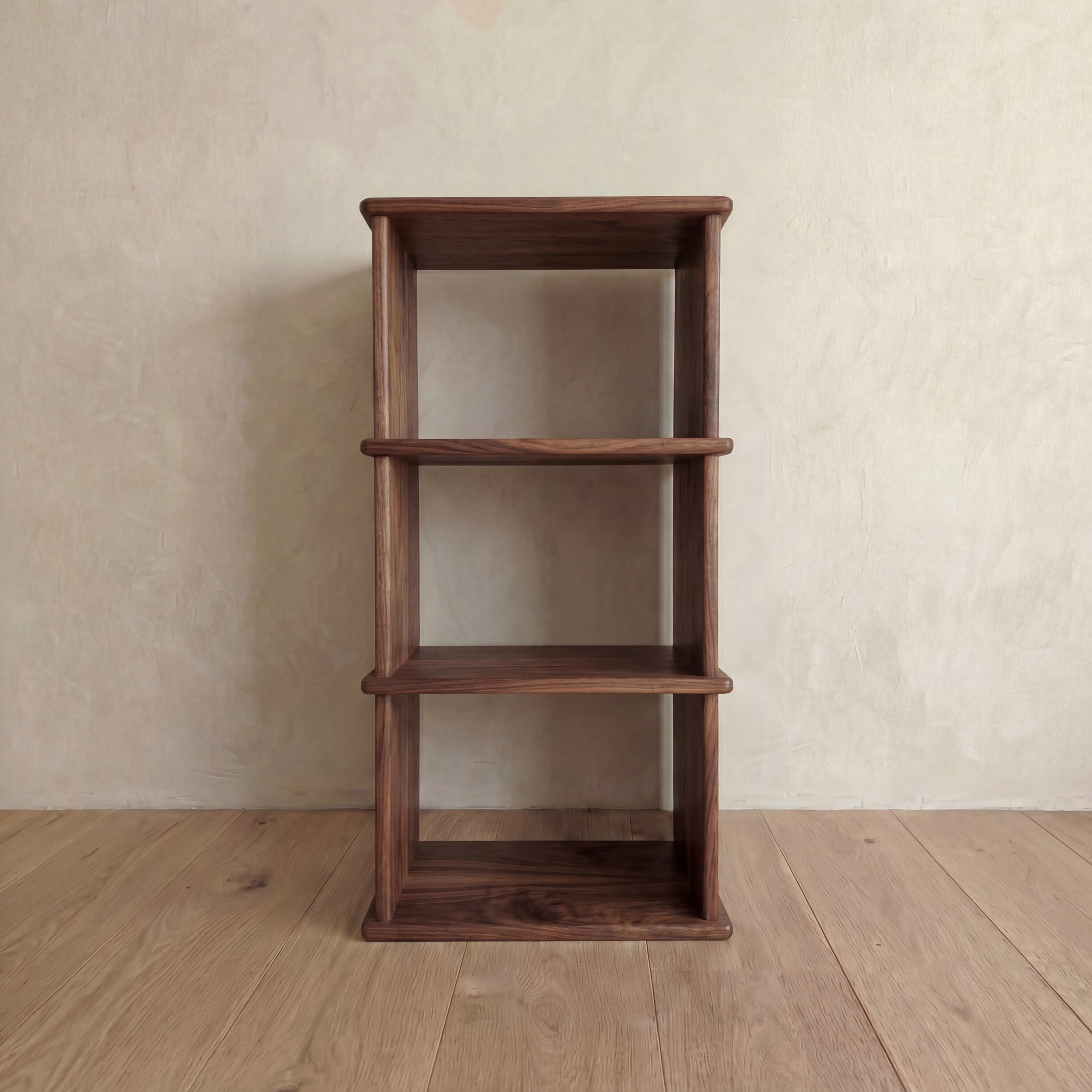 small walnut bookshelf