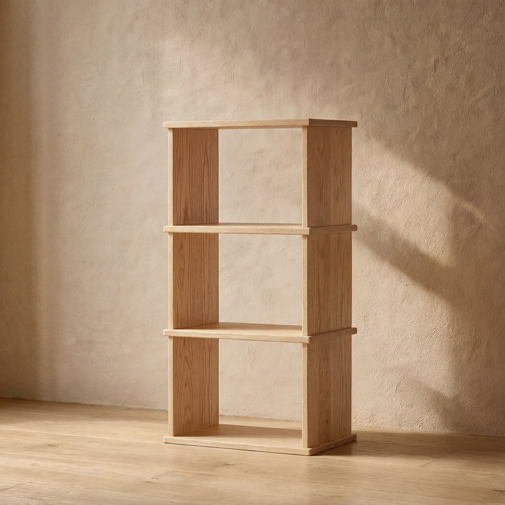 small white oak bookcase