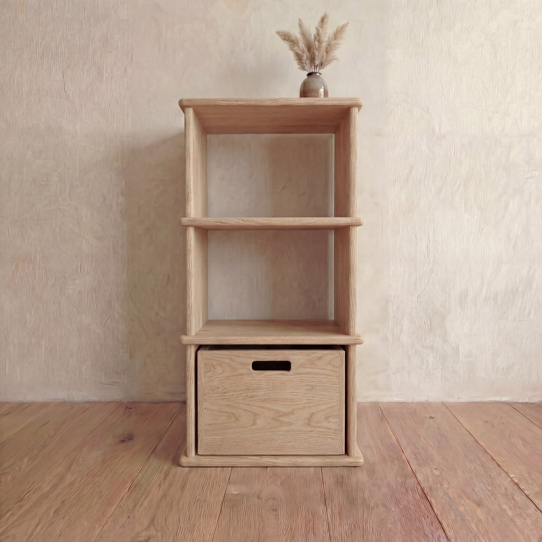 small white oak bookcase
