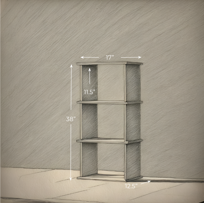 Sketch of a small wooden bookshelf