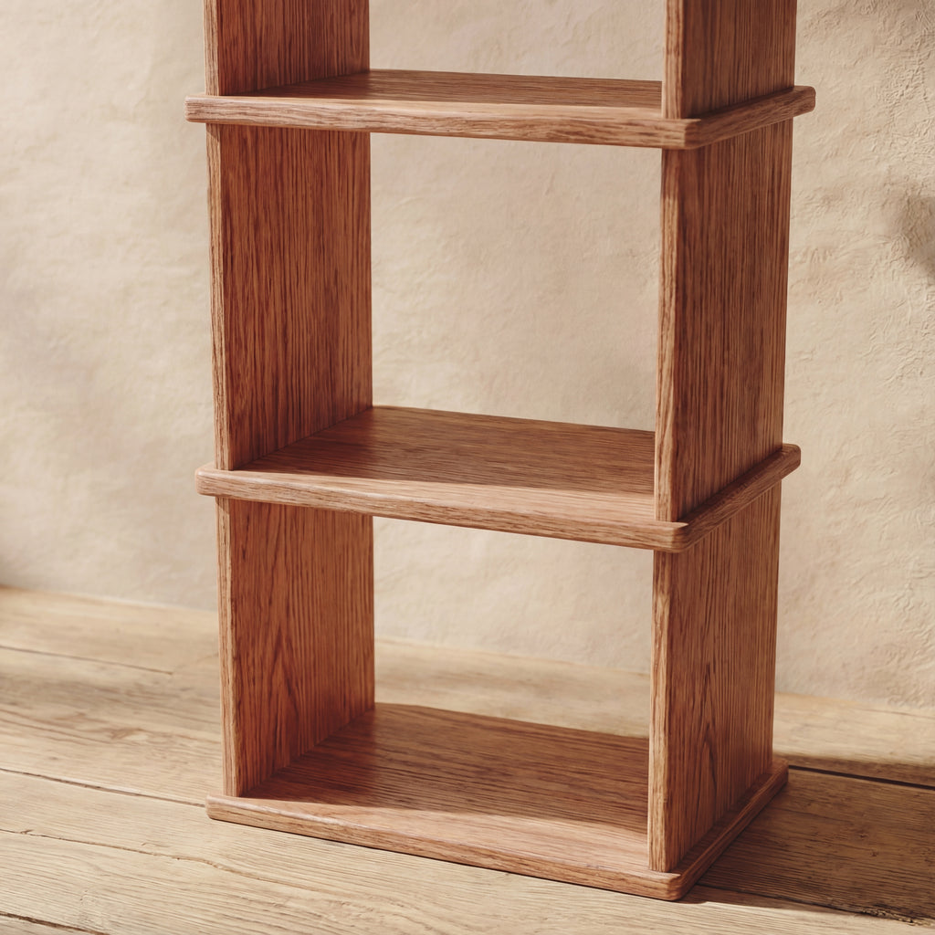 solid hardwood bookcase up close