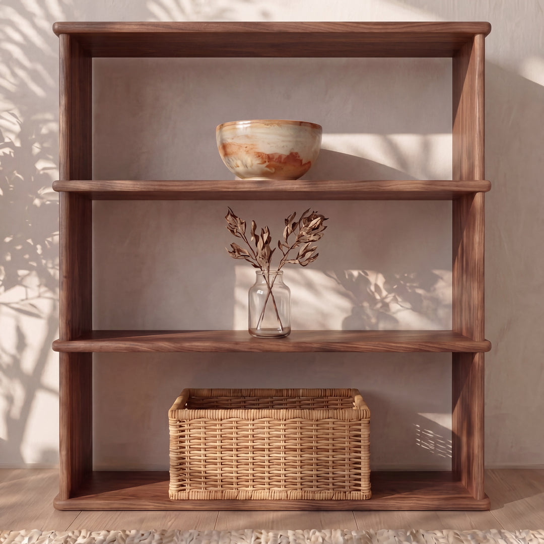 solid walnut 3 row bookcase