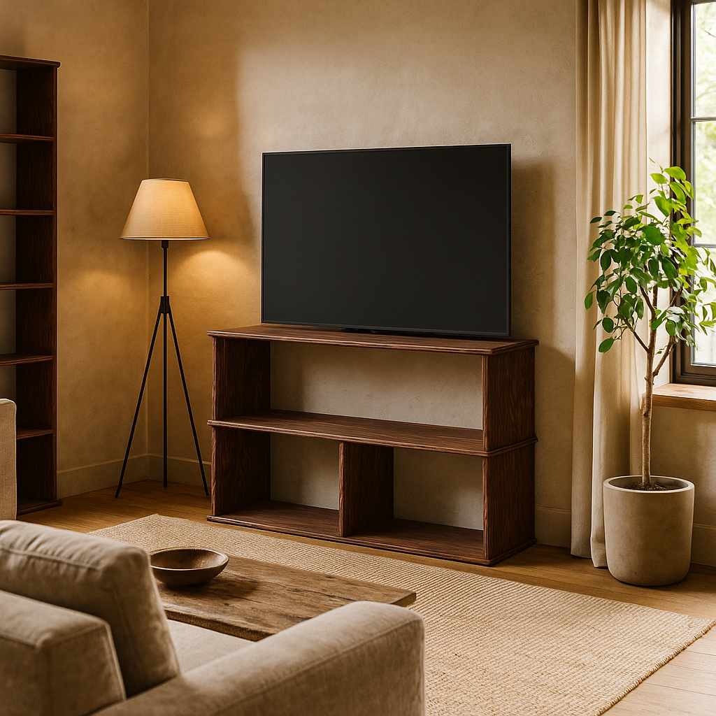 solid walnut 40 inch tv stand in living room
