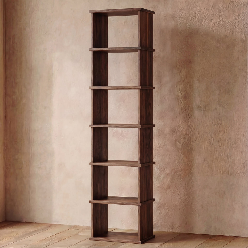 solid walnut tall narrow bookcase