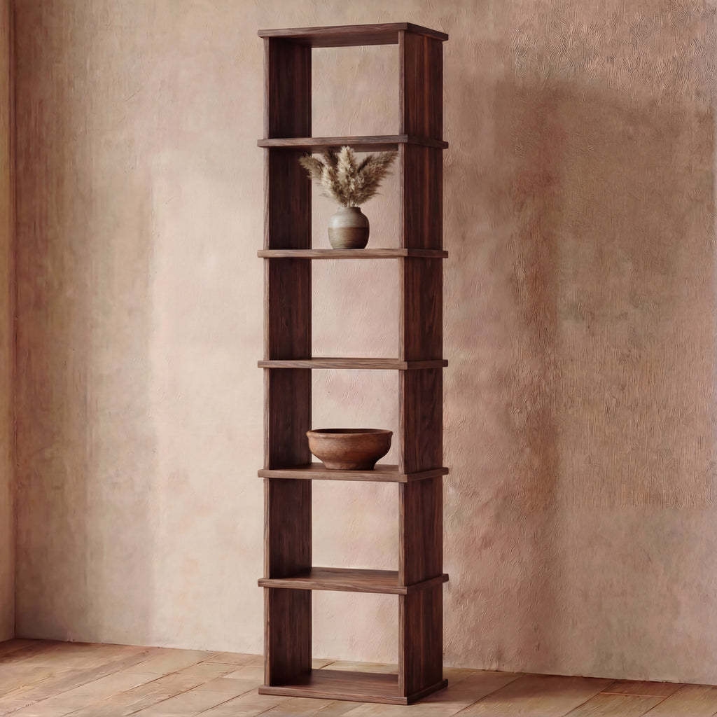 solid walnut tall skinny bookcase