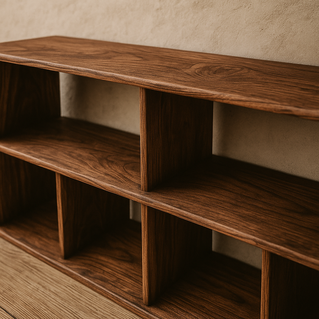 solid walnut tv stand edge detail