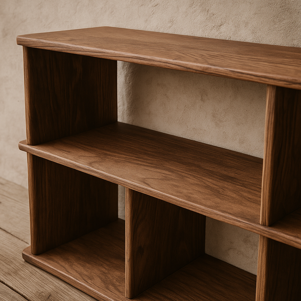 solid walnut tv stand up close