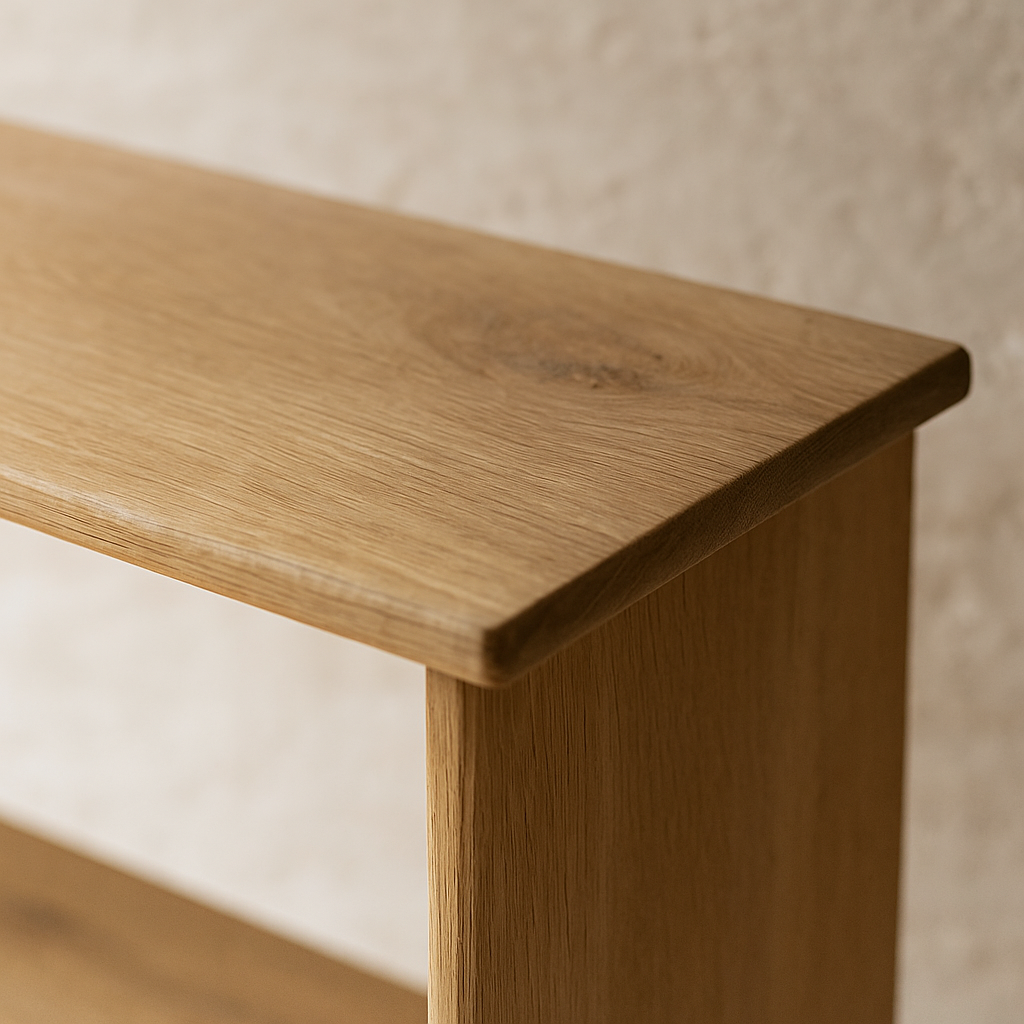 White oak bookcase close up