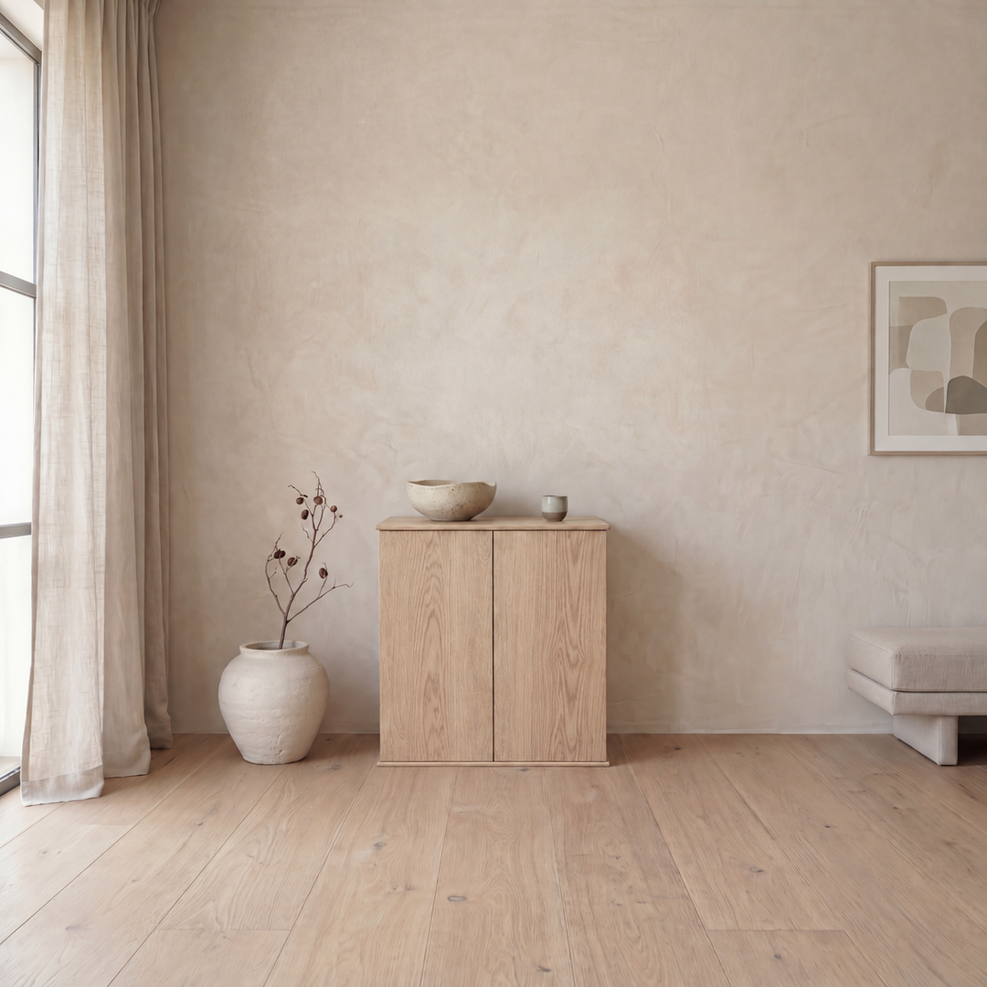 Solid white oak cabinet, minimalist
