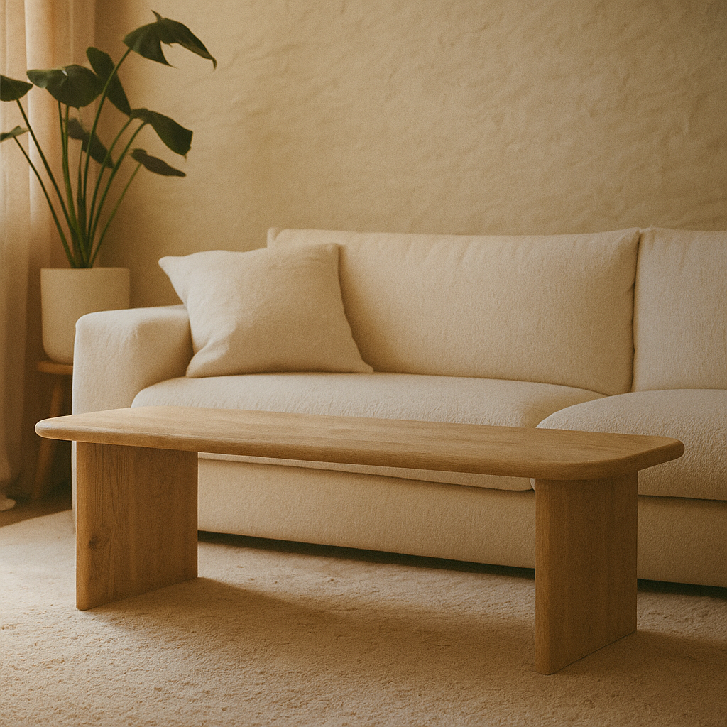 solid white oak coffee table in living room