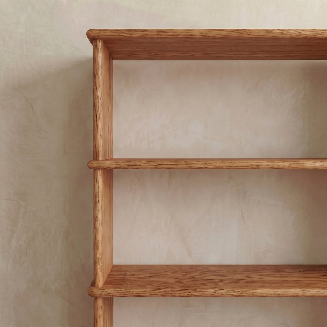 solid wood bookcase detailed view