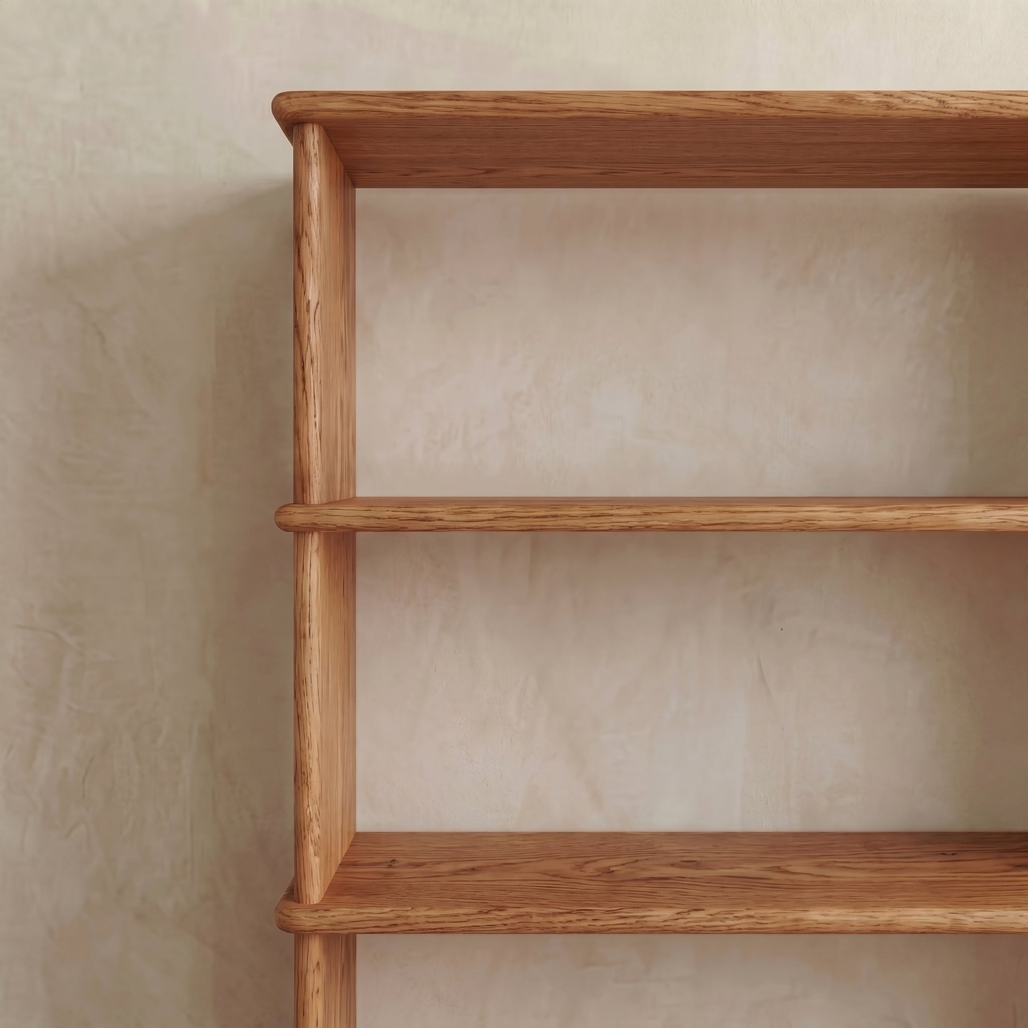 solid wood bookcase detailed view