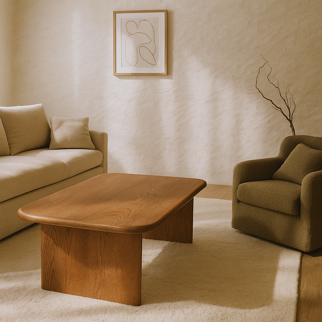 solid wood coffee table in living room