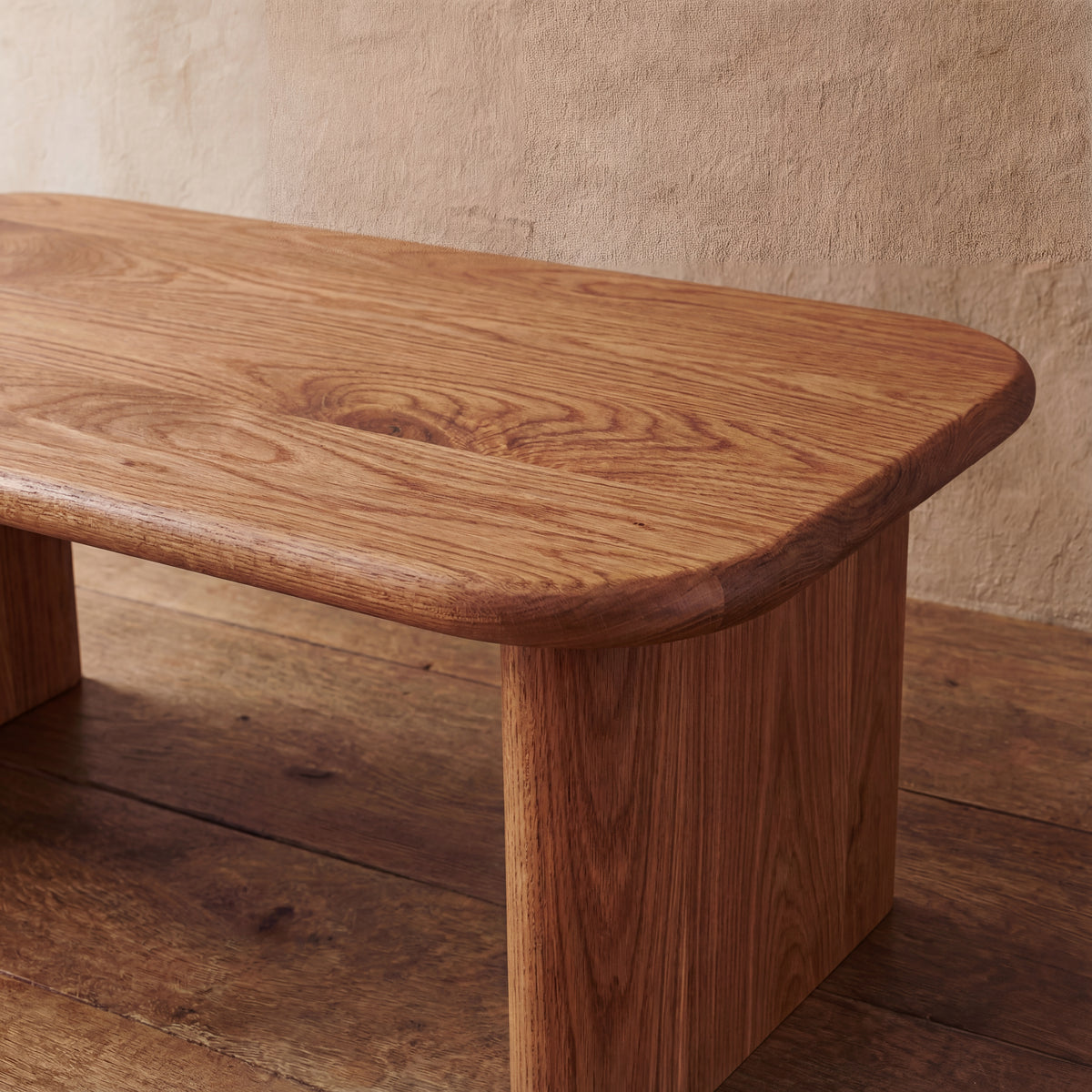 solid wood coffee table up close