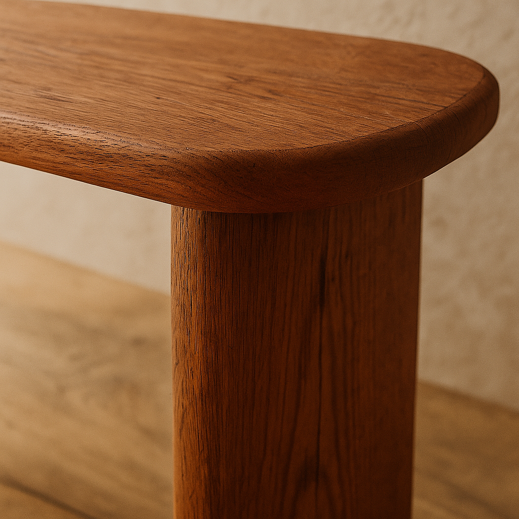 solid wood console table up close