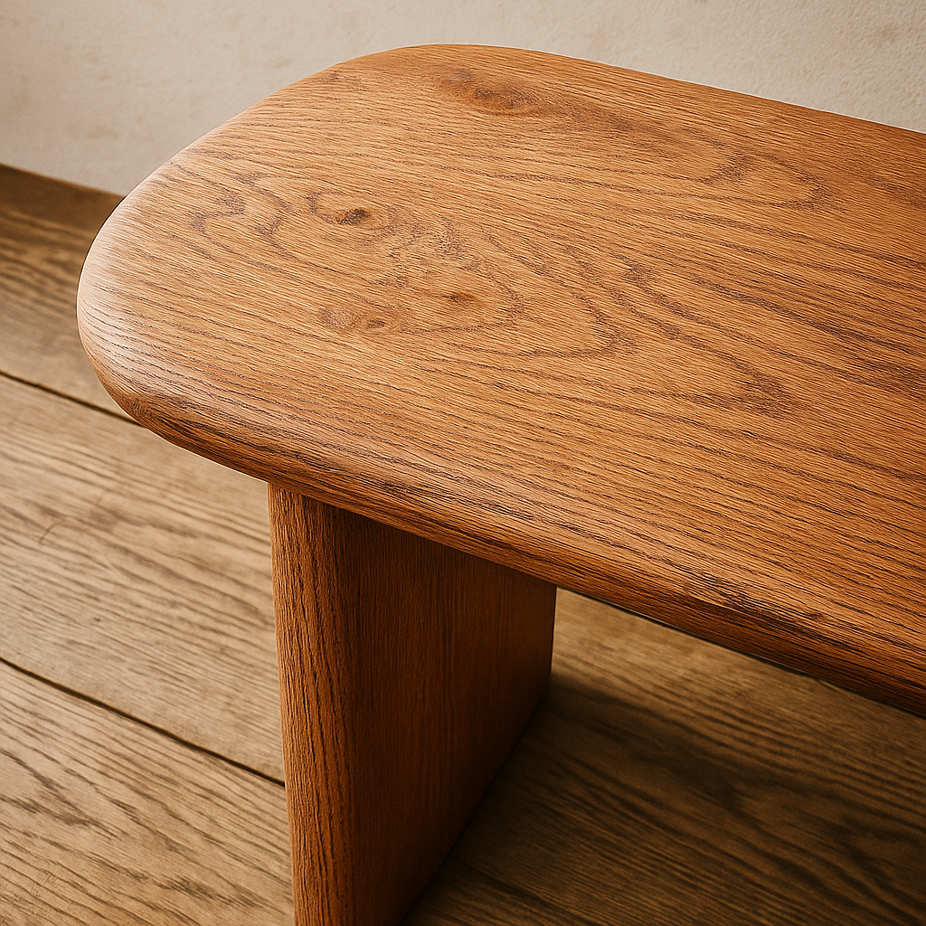 solid wood dining bench up close