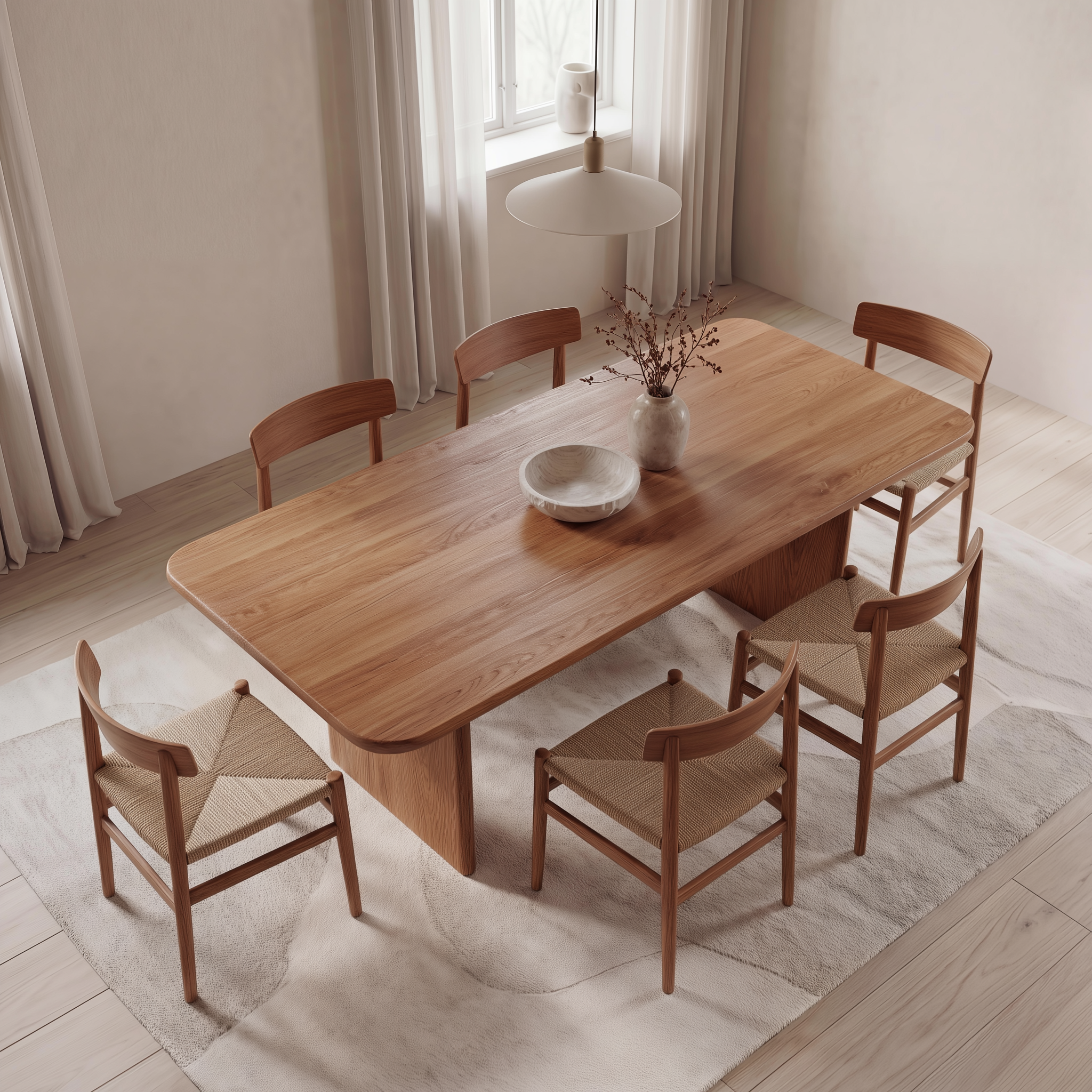 solid wood dining table for 6 people top view