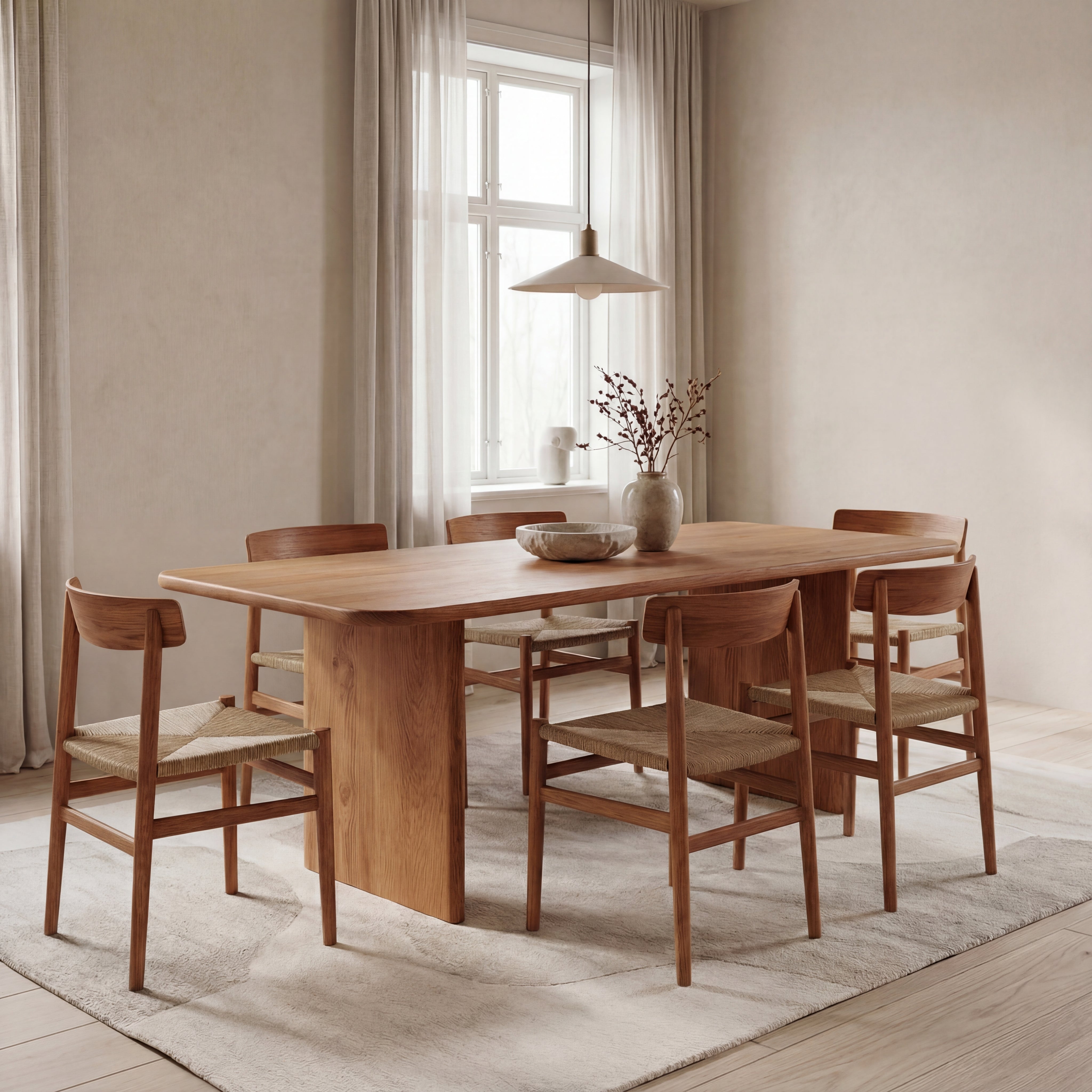 Person Table 6 Person Dining Table in Red Oak | Solid Wood & Minimalist | Omba