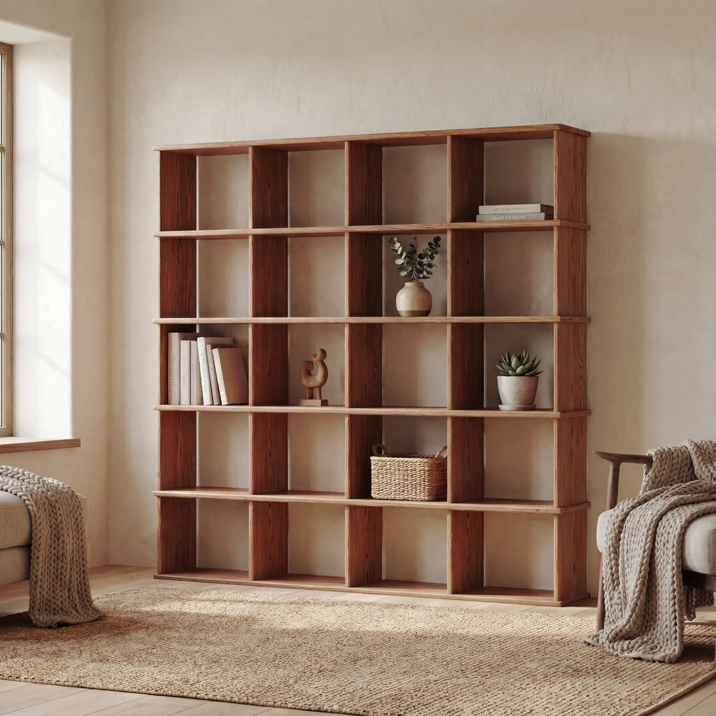 solid wood minimalist cube bookcase