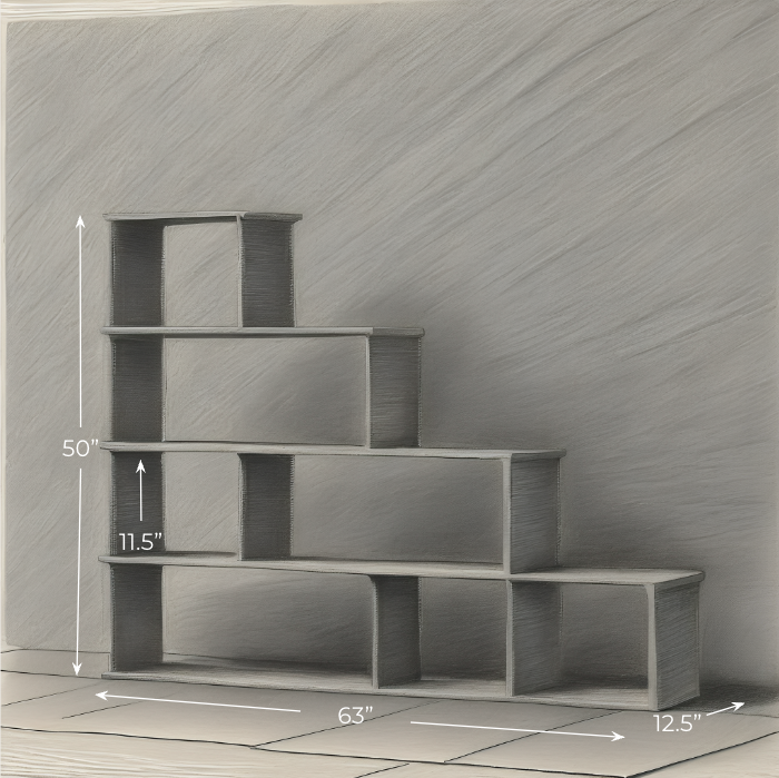 Sketch of a step bookcase