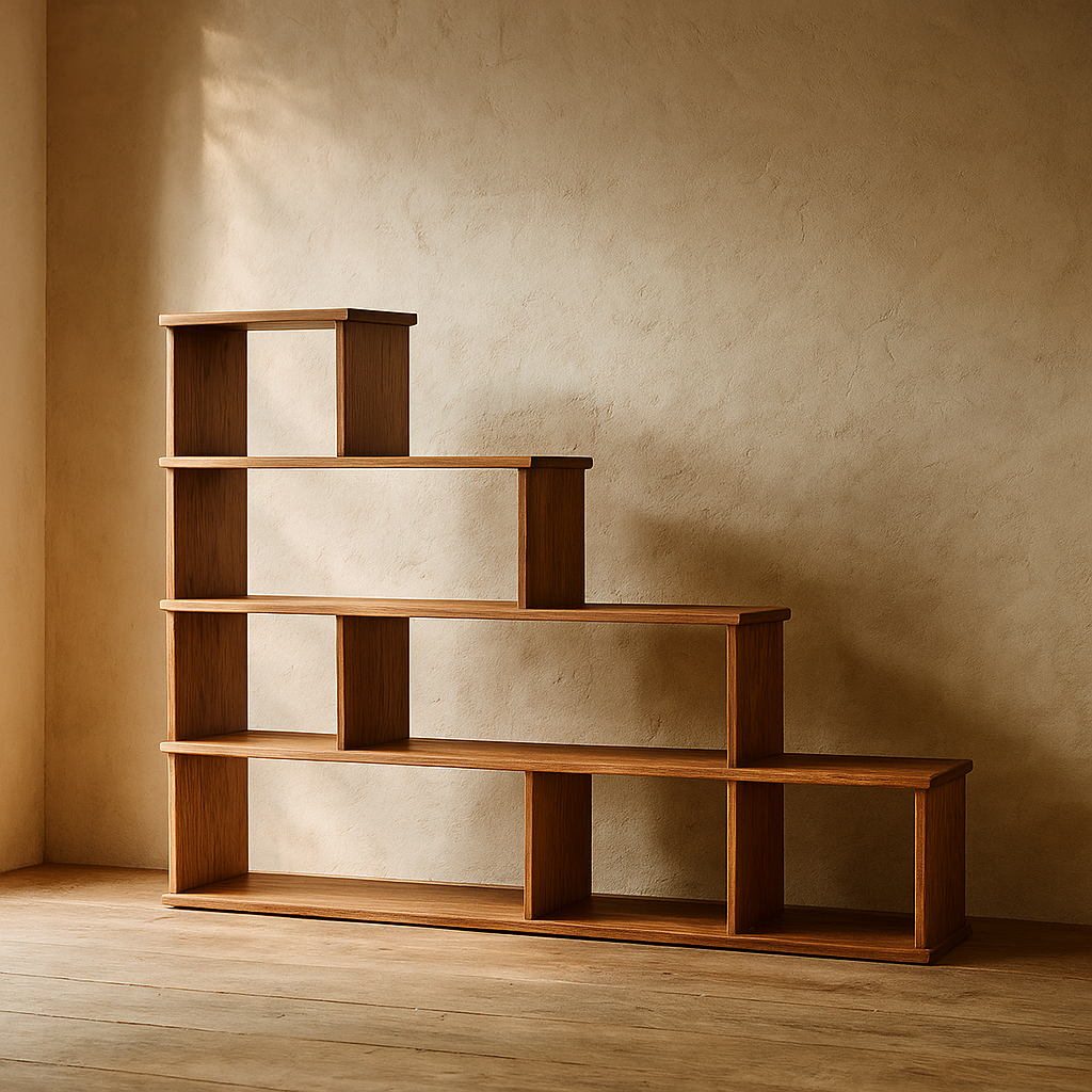 Step bookcase in solid wood