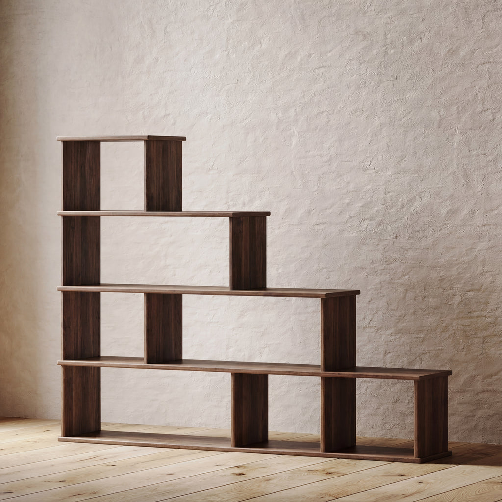 step bookcase in walnut