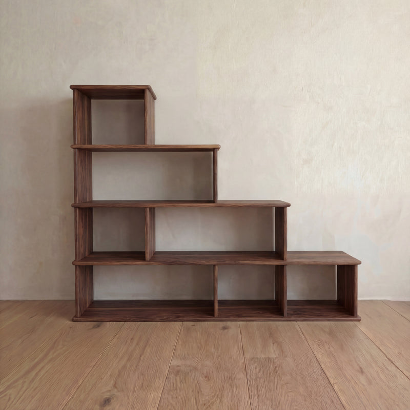 step bookcase in walnut