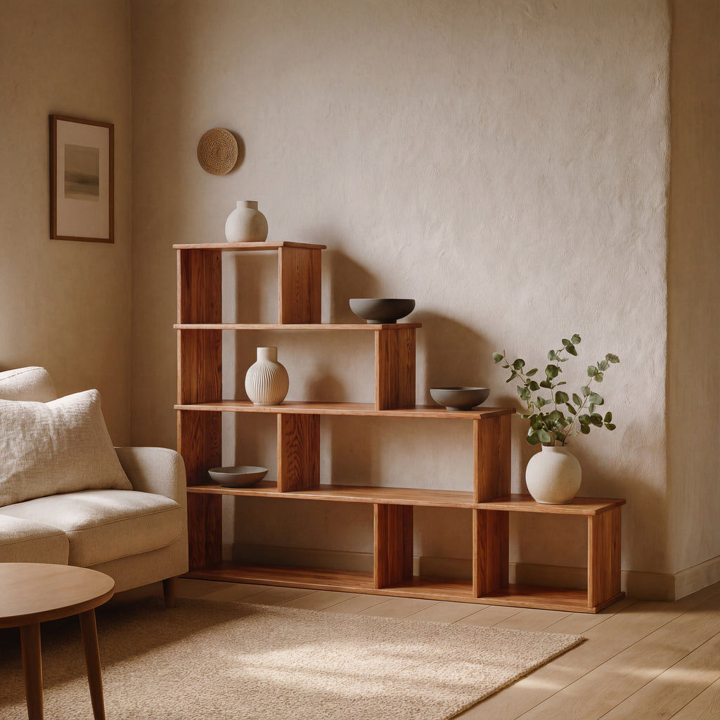 step bookshelf in solid wood