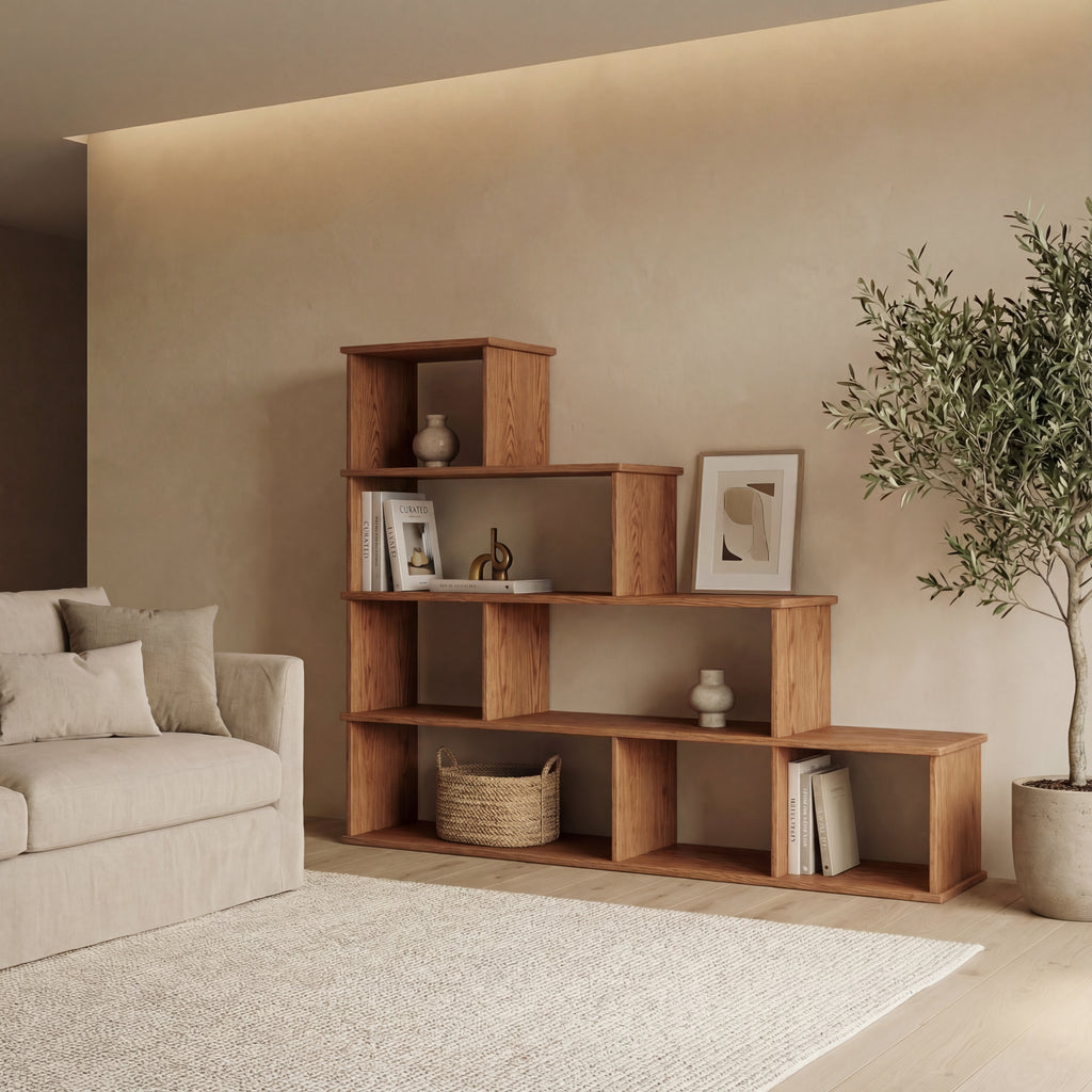 step bookshelf in solid wood