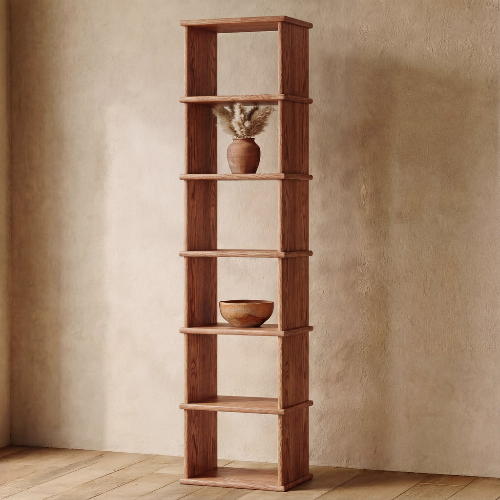 tall narrow bookshelf solid wood