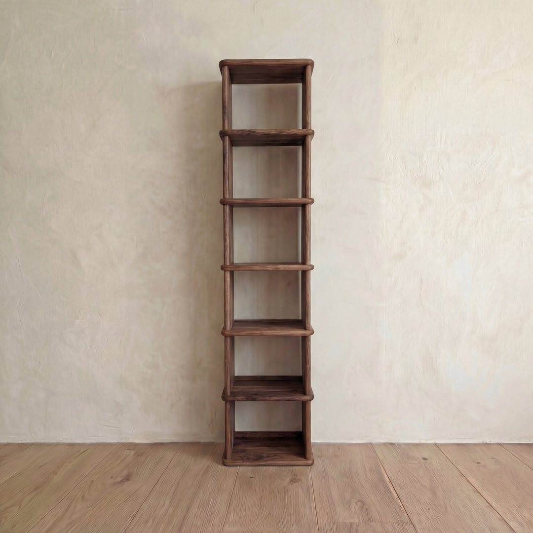 tall narrow solid walnut bookcase