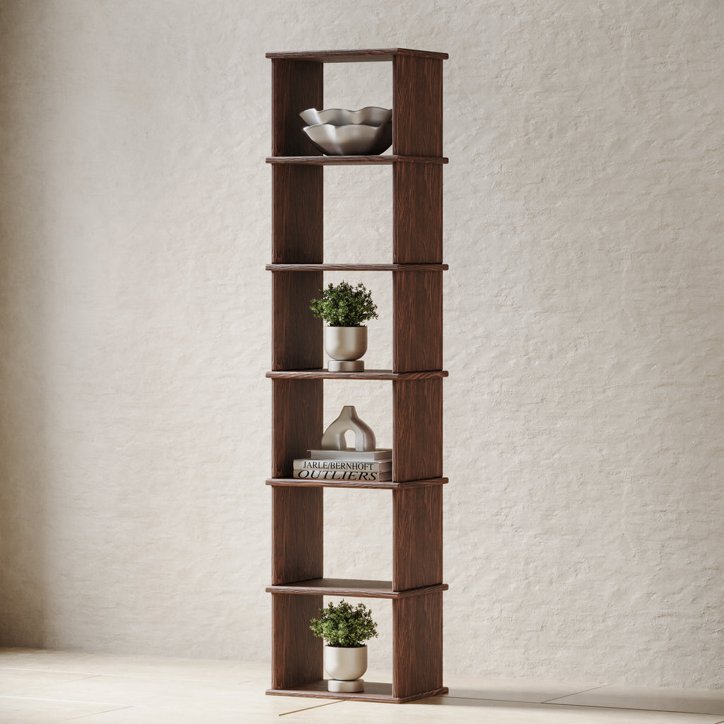 Tall narrow solid wood bookcase