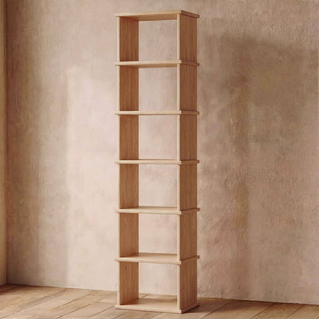 tall narrow white oak bookcase