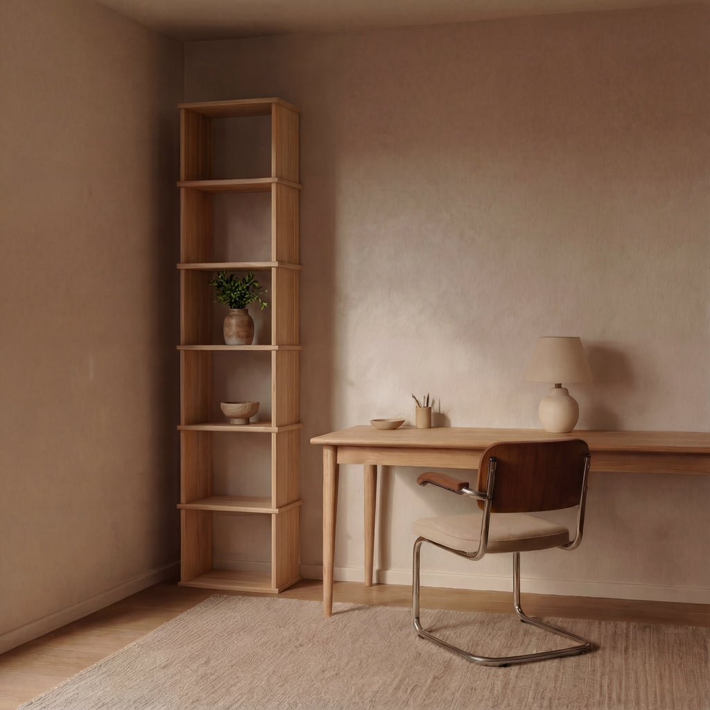 tall skinny white oak bookcase