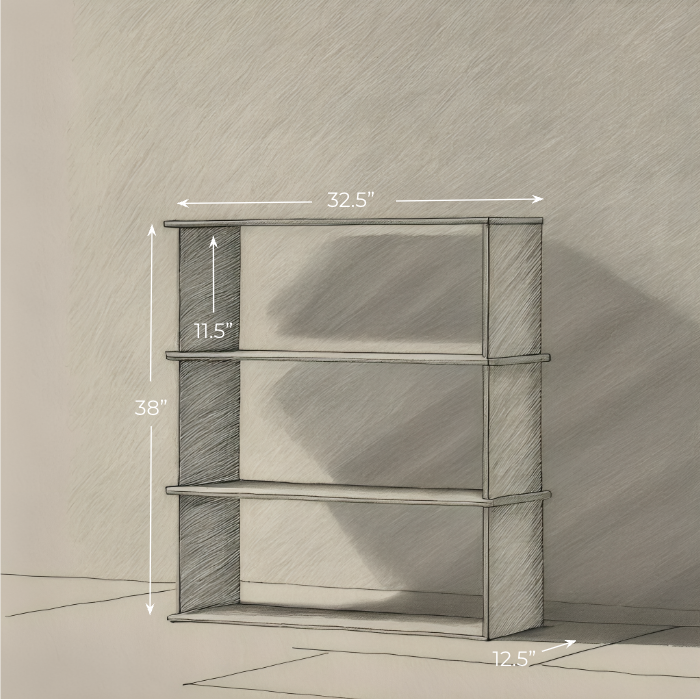 Sketch of a 3 row bookshelf