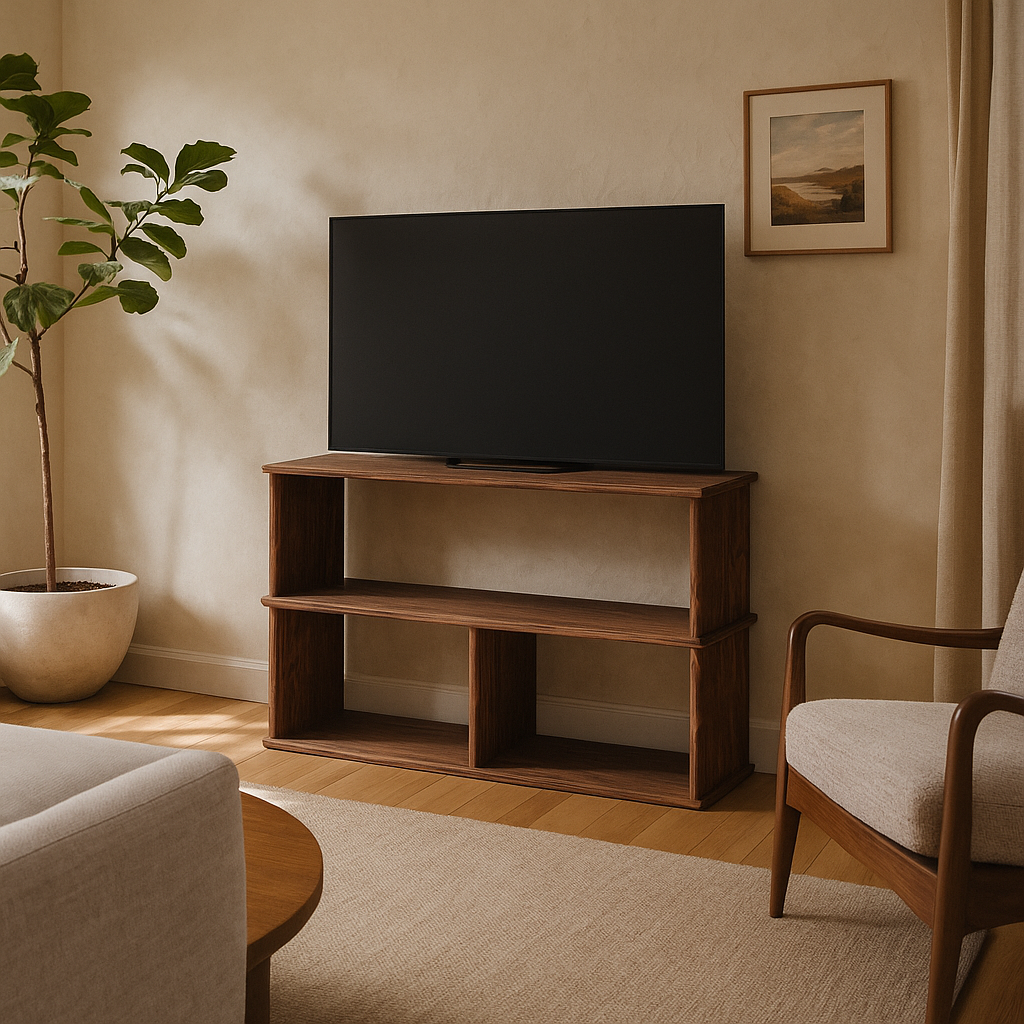 40 inch walnut tv stand in living room
