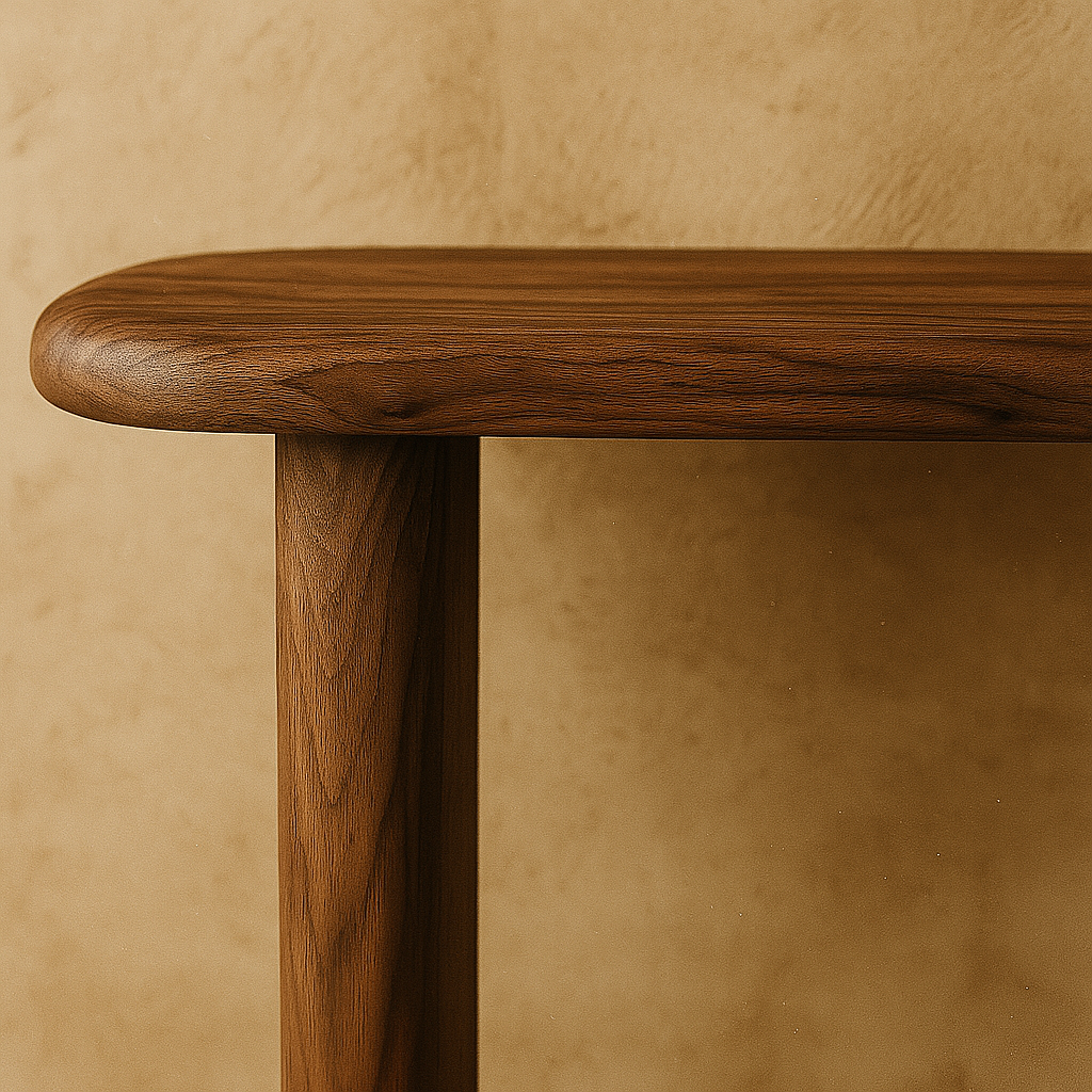 walnut console table up close