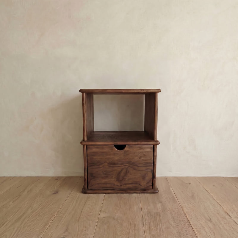 walnut nightstand with drawer