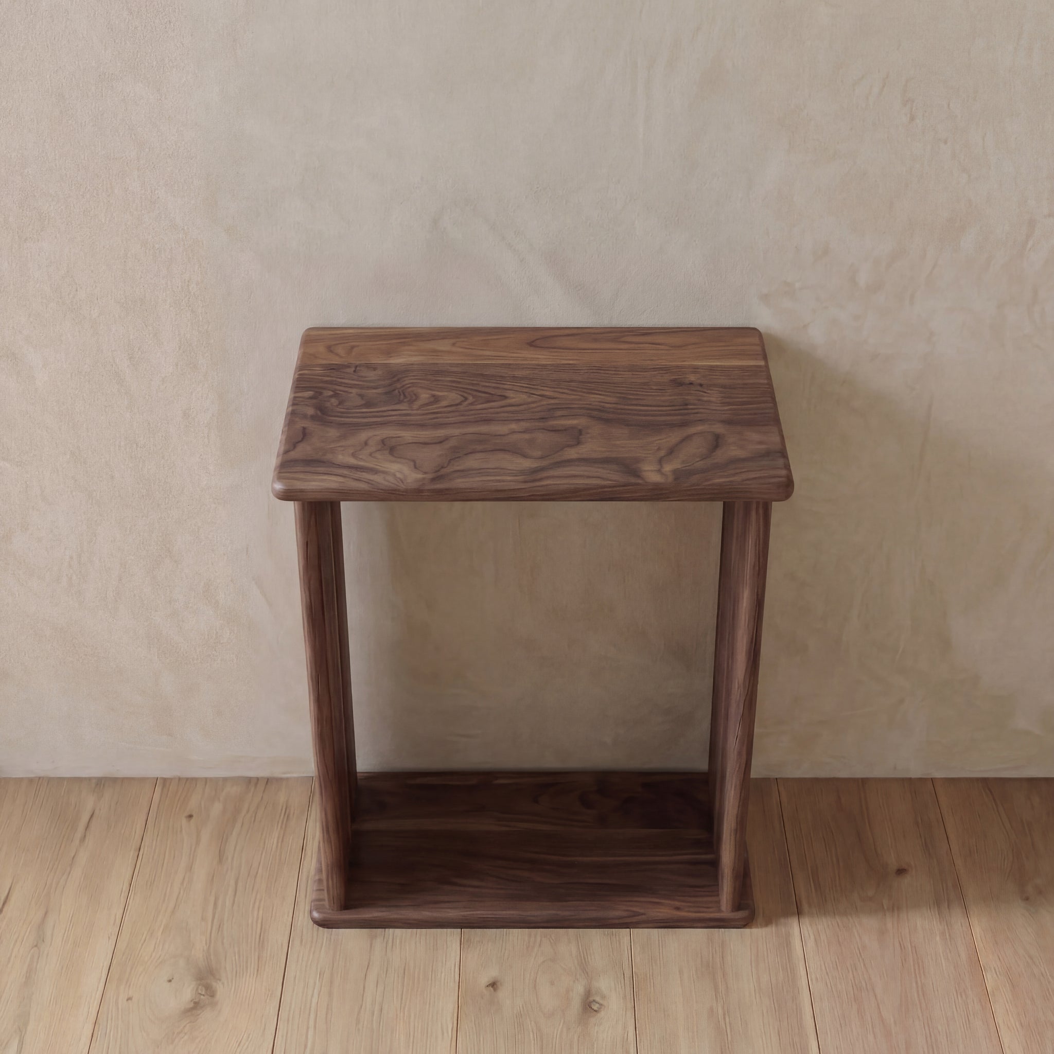 Top view of walnut side table