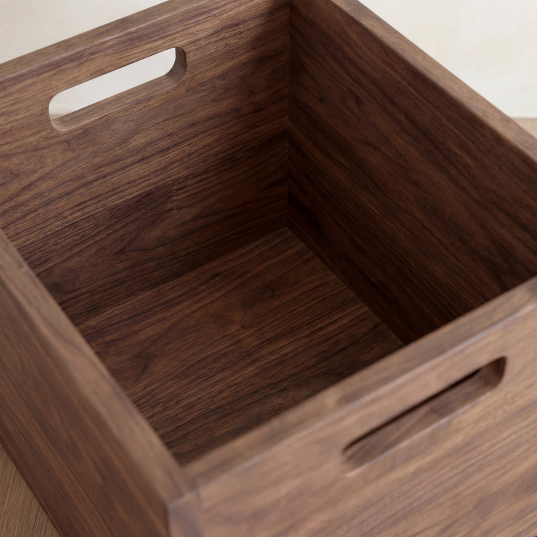 walnut storage box inside