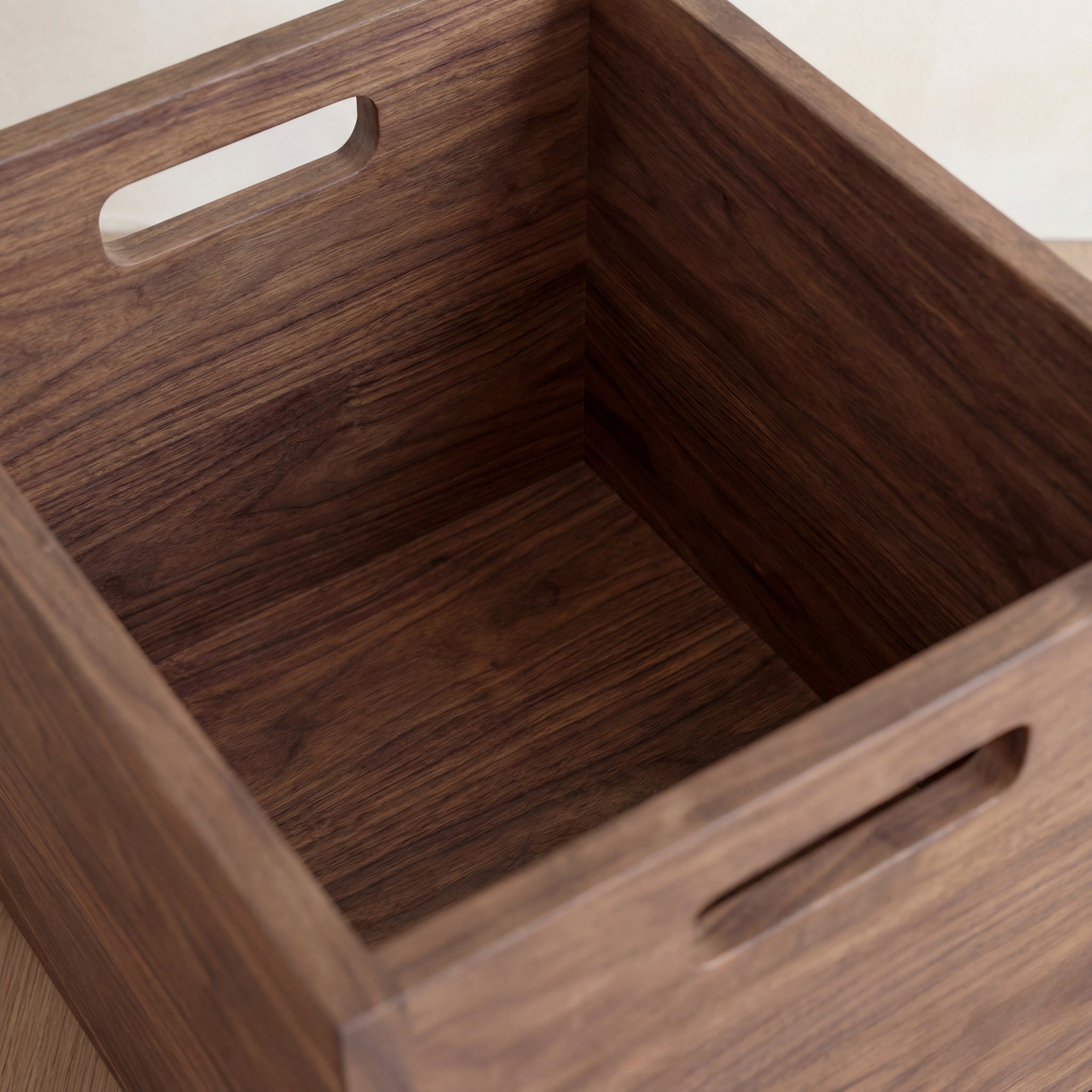 walnut storage box inside
