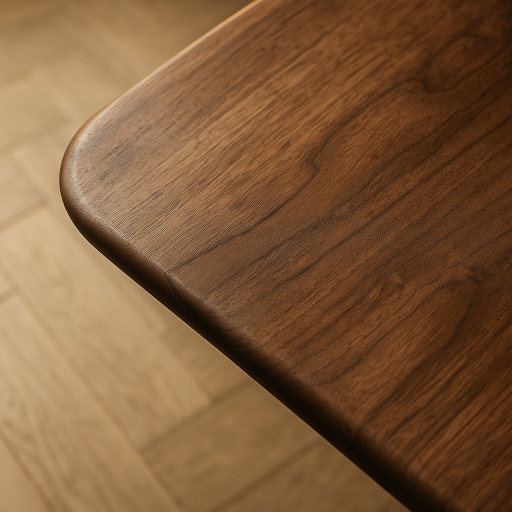 walnut table roundover edge close up