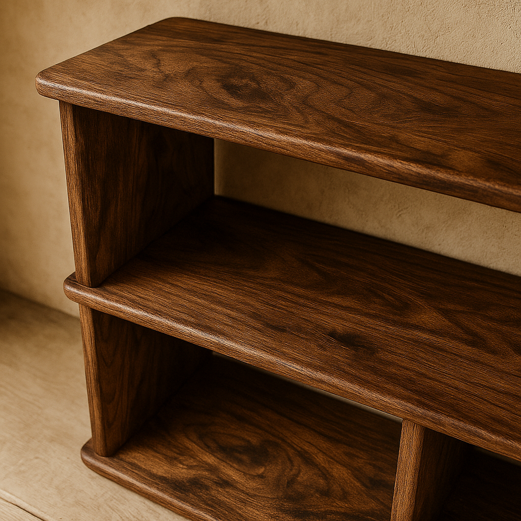 Walnut tv stand edge details
