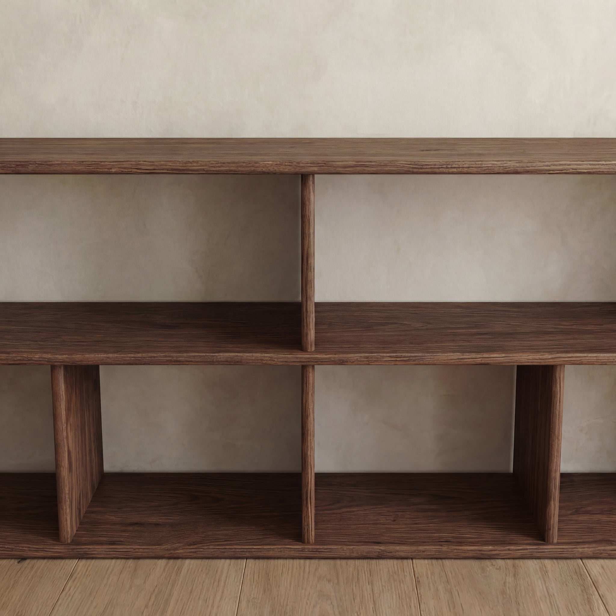 walnut tv stand up close