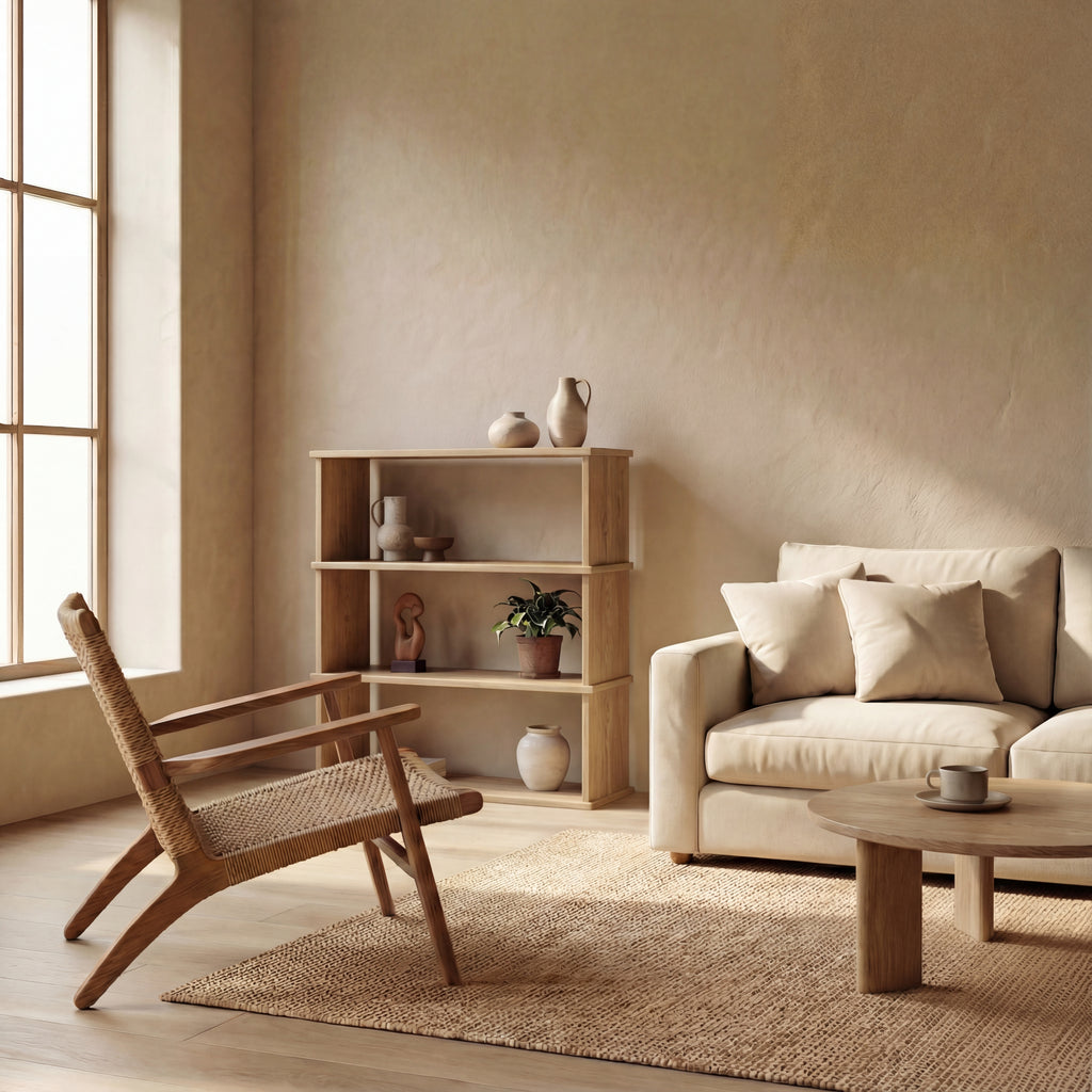 white 3 shelf bookshelf in living room