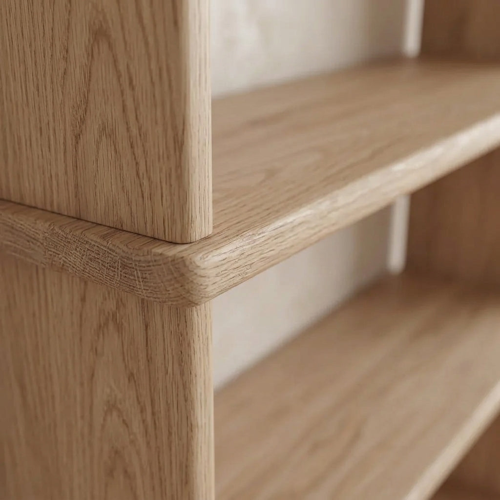 White oak bookcase edge detail
