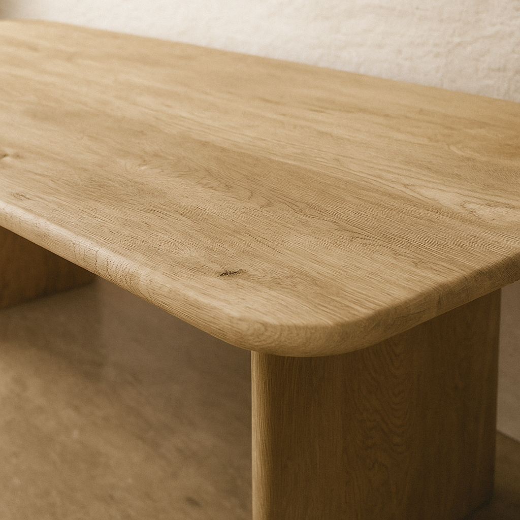 white oak coffee table close up