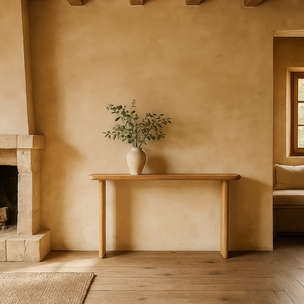 white oak console table