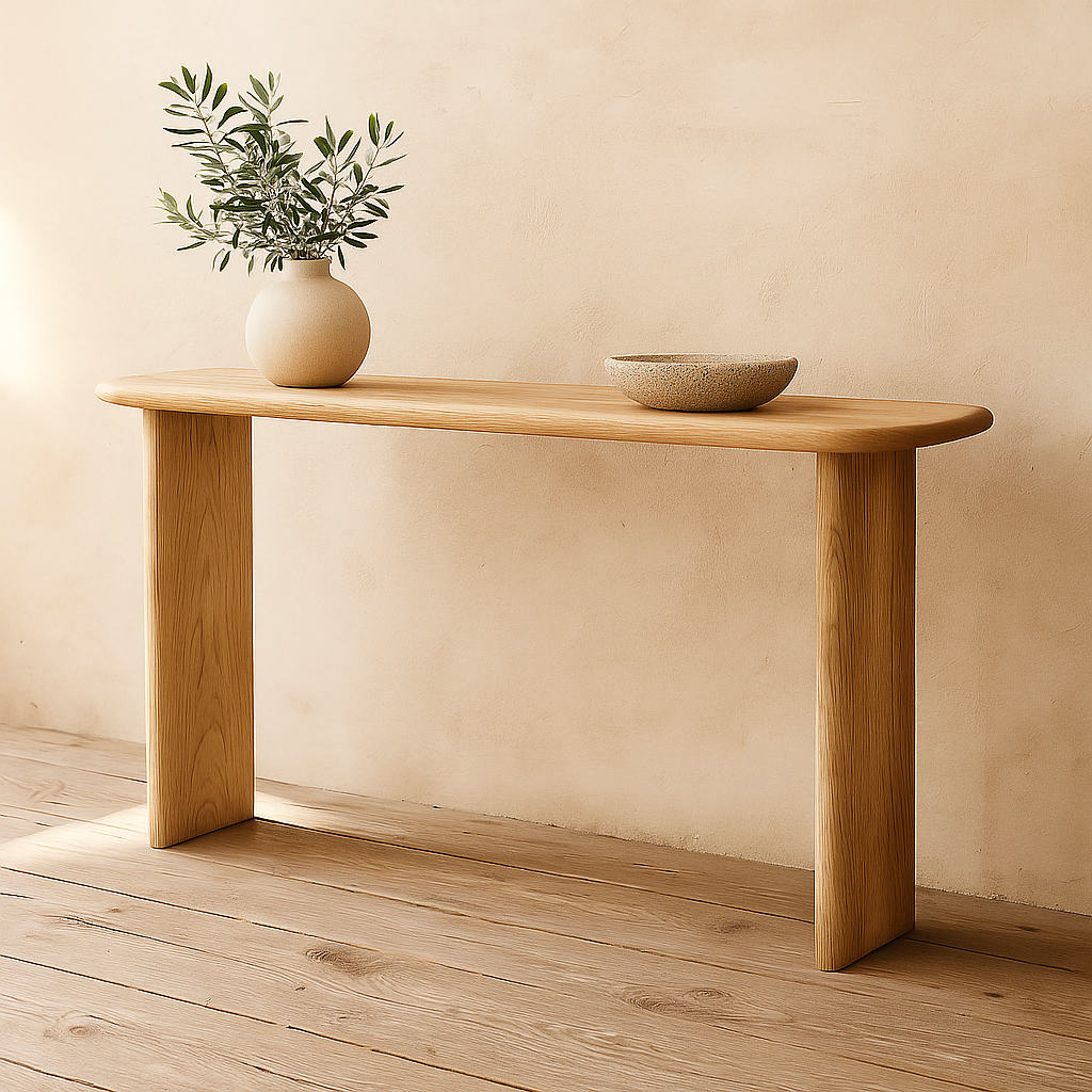 white oak entryway table