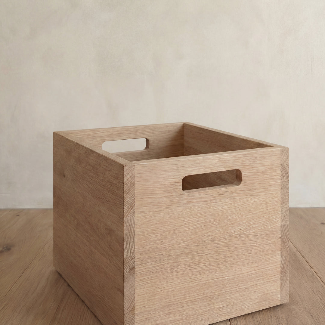 white oak storage box details